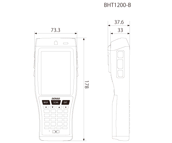 Denso BHT-1200B-CE數(shù)據采集器尺寸圖